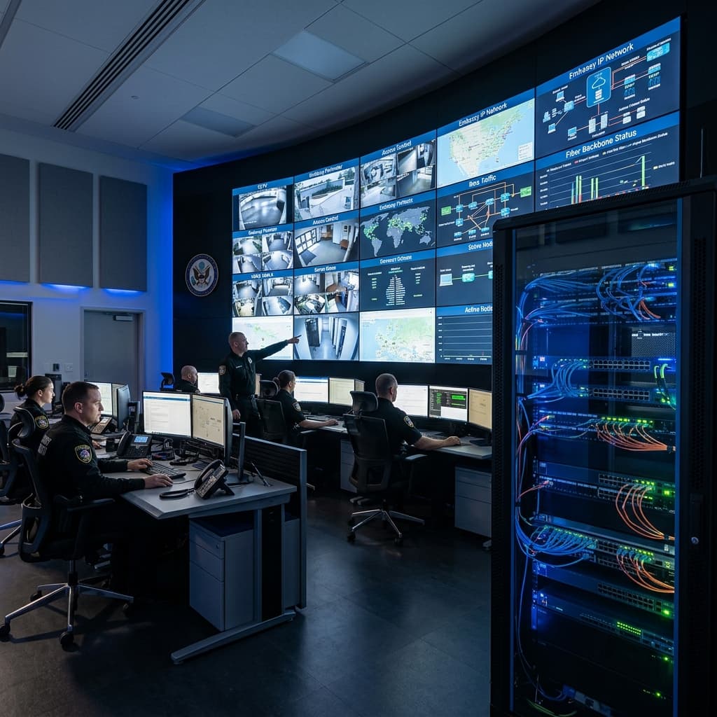 Australian Embassy (Saudi Arabia) CCTV and TV Networking Setup